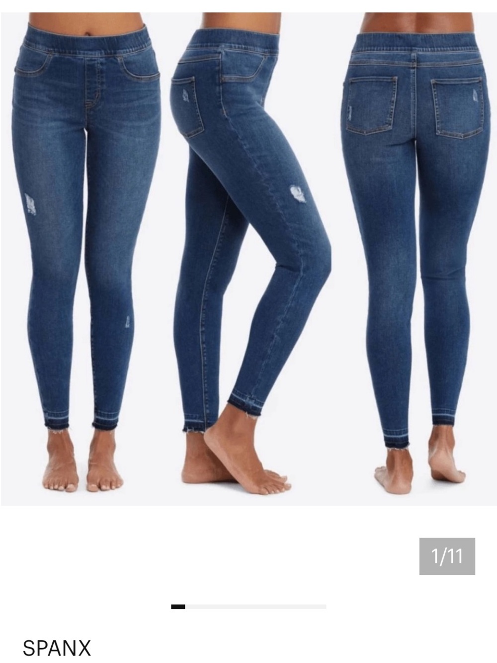 SPANX Dark Blue High-Rise Jeggings with Subtle Distress size XL
